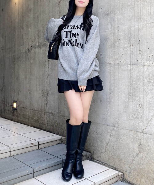 INGNI（イング）の「3段ロゴニット（ニット/セーター・レディース・ワイン系2/ネイビー系3/ピンク系2/グレー系その他3/ホワイト系4・M）」の6枚目の写真