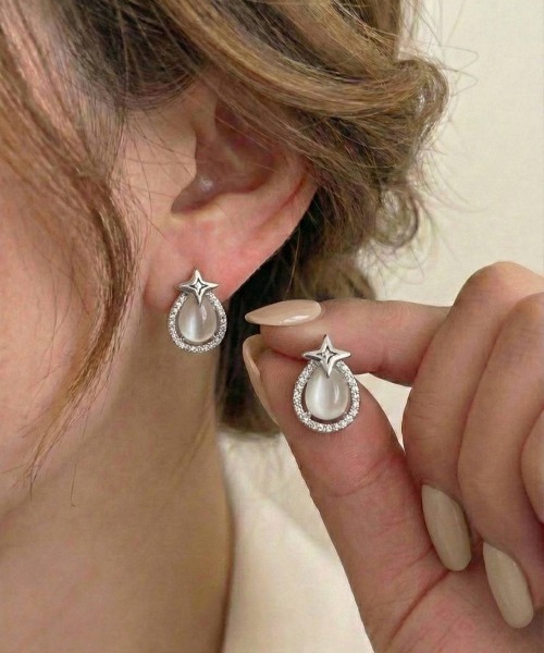 セール】星×ティアドロップ ピアス（両耳用）（ピアス（両耳用