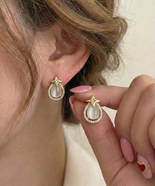 セール】星×ティアドロップ ピアス（両耳用）（ピアス（両耳用