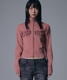 NOT4NERD(�m�b�g�t�H�[�i�[�h)��W Wild Logo Knit Zip up - Pink(�j�b�g/�Z�[�^�[)