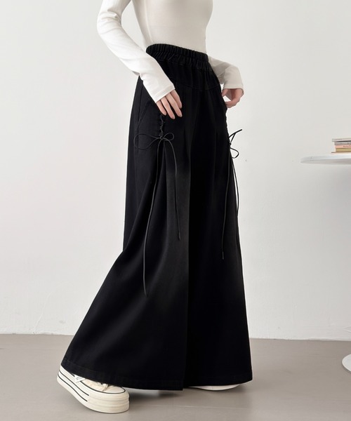 ABITOKYO（アビトーキョー）の「レースアップデニムワイドパンツ（デニムパンツ・レディース・ブラック/ブルー・FREE）」の15枚目の写真