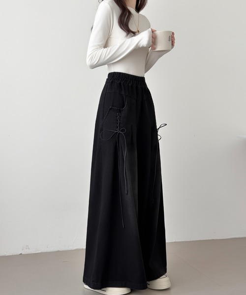 ABITOKYO（アビトーキョー）の「レースアップデニムワイドパンツ（デニムパンツ・レディース・ブラック/ブルー・FREE）」の22枚目の写真