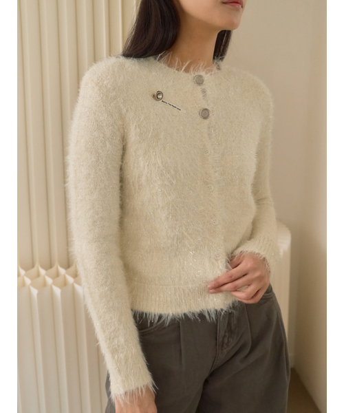 Sorry,Too Much Love(ソーリートゥーマッチラブ)の「Sweet Halo Metallic Knit Cardigan_Ivory(カーディガン/ボレロ・レディース・その他・FREE)」の1枚目の写真