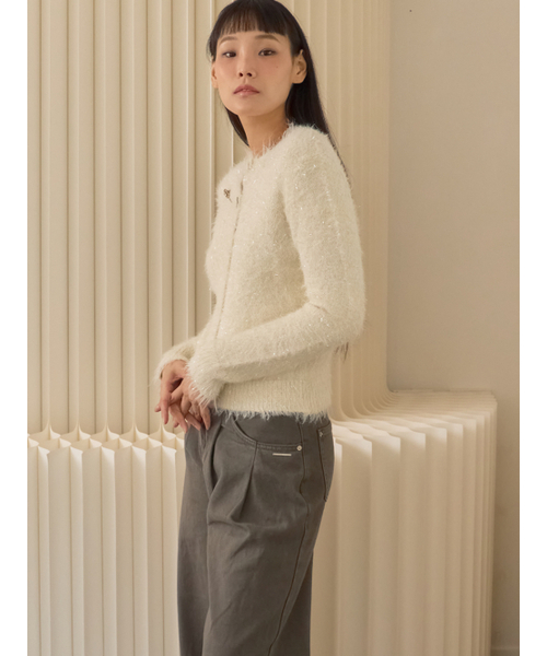 Sorry,Too Much Love(ソーリートゥーマッチラブ)の「Sweet Halo Metallic Knit Cardigan_Ivory(カーディガン/ボレロ・レディース・その他・FREE)」の4枚目の写真