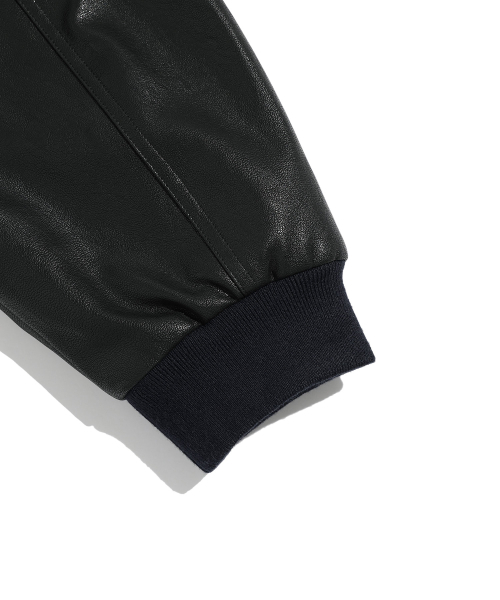 NICE GHOST CLUB(ナイスゴーストクラブ)の「EMBOSSED LOGO WOOL LEATHER VARSITY JACKET_BLACK(NG2EFUB930A)(スタジャン・レディース・ブラック・S/M/L)」の5枚目の写真