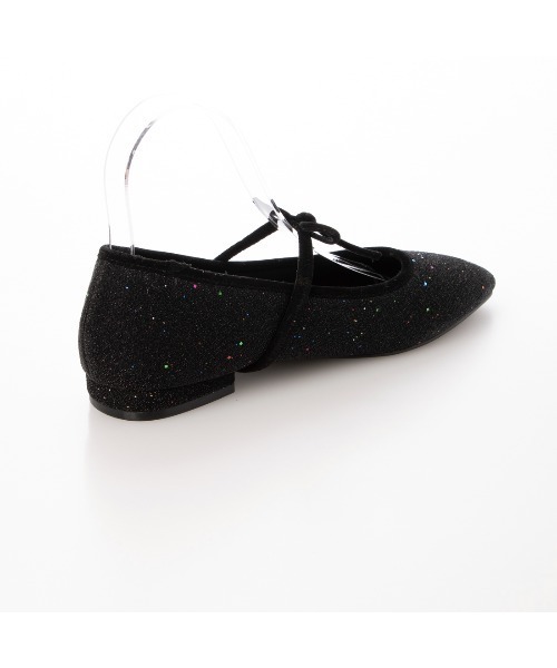 EVOL（イーボル）の「【ふかふか・クッション入り】ラウンドリボンメリージェーンフラットパンプス CA23863（バレエシューズ・レディース・ブラック/ブラック系その他/シルバー・22.0cm/22.5cm/23.0cm/23.5cm/24.0cm/24.5cm/25.0cm）」の8枚目の写真