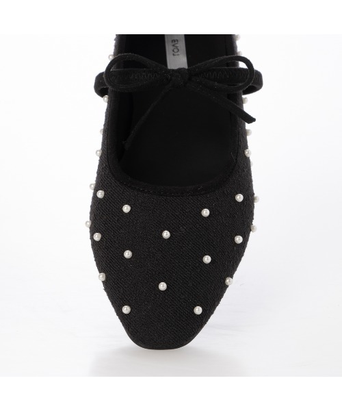 EVOL（イーボル）の「【ふかふか・クッション入り】ラウンドリボンメリージェーンフラットパンプス CA23863（バレエシューズ・レディース・ブラック/ブラック系その他/シルバー・22.0cm/22.5cm/23.0cm/23.5cm/24.0cm/24.5cm/25.0cm）」の15枚目の写真