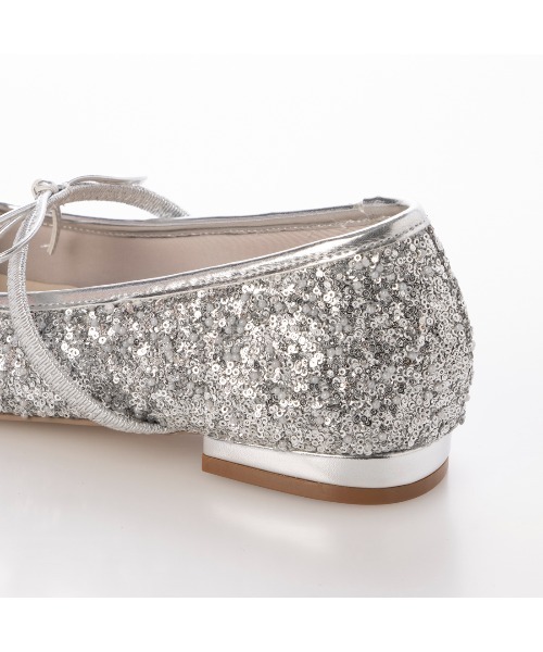 EVOL（イーボル）の「【ふかふか・クッション入り】ラウンドリボンメリージェーンフラットパンプス CA23863（バレエシューズ・レディース・ブラック/ブラック系その他/シルバー・22.0cm/22.5cm/23.0cm/23.5cm/24.0cm/24.5cm/25.0cm）」の20枚目の写真