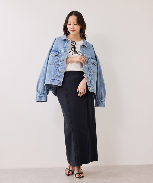 VIS（ビス）の「ピンタックデザインニットスカート（スカート・レディース・オフホワイト/ネイビー・FREE）」の15枚目の写真