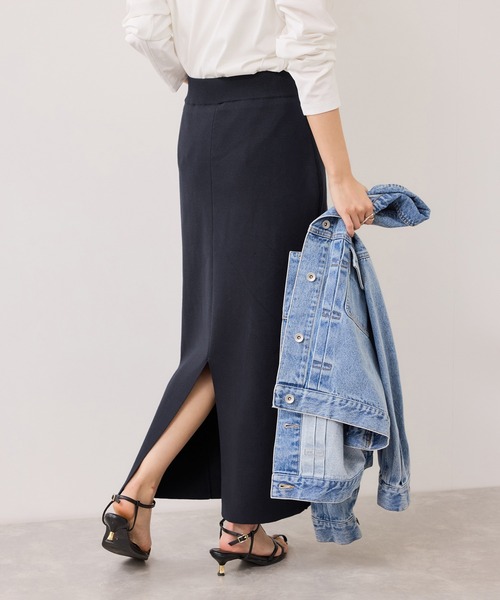 VIS（ビス）の「ピンタックデザインニットスカート（スカート・レディース・オフホワイト/ネイビー・FREE）」の12枚目の写真