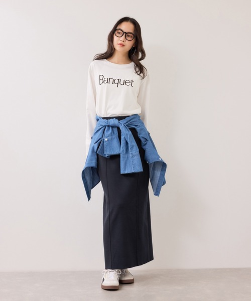 VIS（ビス）の「ピンタックデザインニットスカート（スカート・レディース・オフホワイト/ネイビー・FREE）」の14枚目の写真