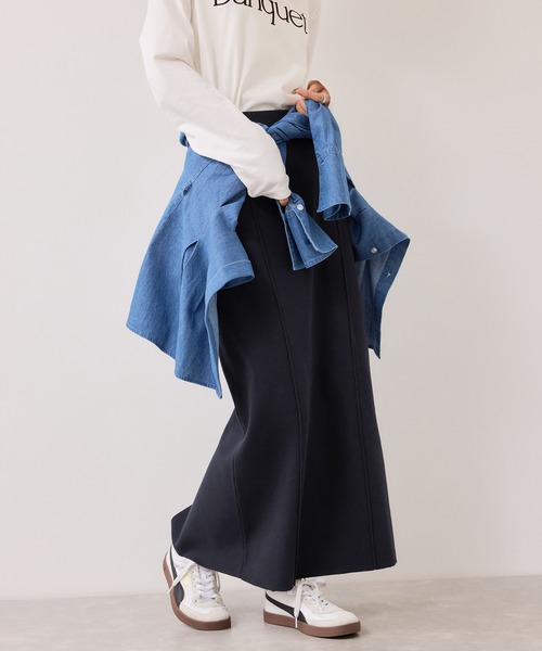 VIS（ビス）の「ピンタックデザインニットスカート（スカート・レディース・オフホワイト/ネイビー・FREE）」の13枚目の写真