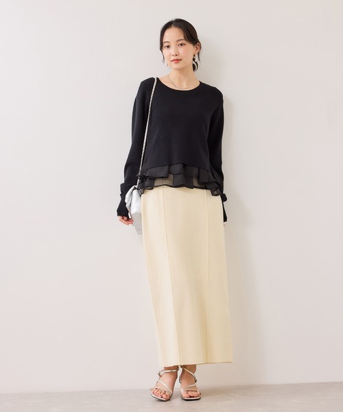 VIS（ビス）の「ピンタックデザインニットスカート（スカート・レディース・オフホワイト/ネイビー・FREE）」の22枚目の写真