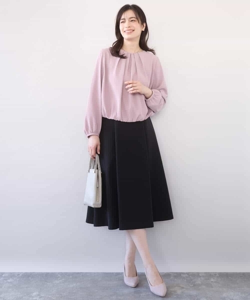 OFUON le MK（オフオンルエムケー）の「[セットアップ対応]ライトラブルクロス ウエストタックスカート/洗える/WEB限定サイズあり（スカート・レディース・ベージュ/ブラック・40/38/36）」の8枚目の写真