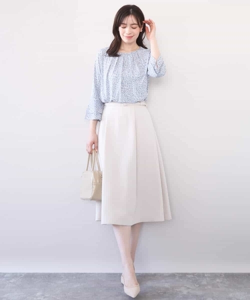 OFUON le MK（オフオンルエムケー）の「[セットアップ対応]ライトラブルクロス ウエストタックスカート/洗える/WEB限定サイズあり（スカート・レディース・ベージュ/ブラック・40/38/36）」の14枚目の写真