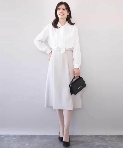 OFUON le MK（オフオンルエムケー）の「[セットアップ対応]ライトラブルクロス ウエストタックスカート/洗える/WEB限定サイズあり（スカート・レディース・ベージュ/ブラック・40/38/36）」の21枚目の写真