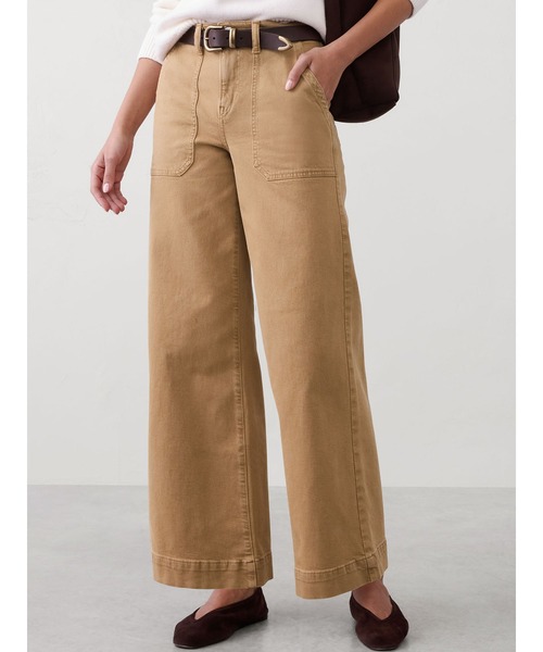 BANANA REPUBLIC FACTORY STORE（バナナリパブリック ファクトリーストア）の「BANANA REPUBLIC FACTORY STORE　　ワイドレッグ ハイライズ ユーティリティ ジーンズ（デニムパンツ・レディース・ライトベージュ/グリーン/ブラウン・24/26/28/27/25）」の2枚目の写真