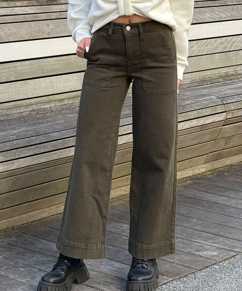 BANANA REPUBLIC FACTORY STORE（バナナリパブリック ファクトリーストア）の「BANANA REPUBLIC FACTORY STORE　　ワイドレッグ ハイライズ ユーティリティ ジーンズ（デニムパンツ・レディース・ライトベージュ/グリーン/ブラウン・24/26/28/27/25）」の10枚目の写真