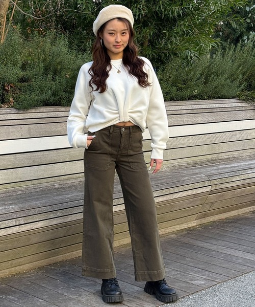 BANANA REPUBLIC FACTORY STORE（バナナリパブリック ファクトリーストア）の「BANANA REPUBLIC FACTORY STORE　　ワイドレッグ ハイライズ ユーティリティ ジーンズ（デニムパンツ・レディース・ライトベージュ/グリーン/ブラウン・24/26/28/27/25）」の12枚目の写真