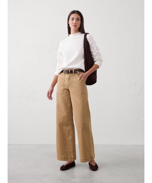 BANANA REPUBLIC FACTORY STORE（バナナリパブリック ファクトリーストア）の「BANANA REPUBLIC FACTORY STORE　　ワイドレッグ ハイライズ ユーティリティ ジーンズ（デニムパンツ・レディース・ライトベージュ/グリーン/ブラウン・24/26/28/27/25）」の9枚目の写真