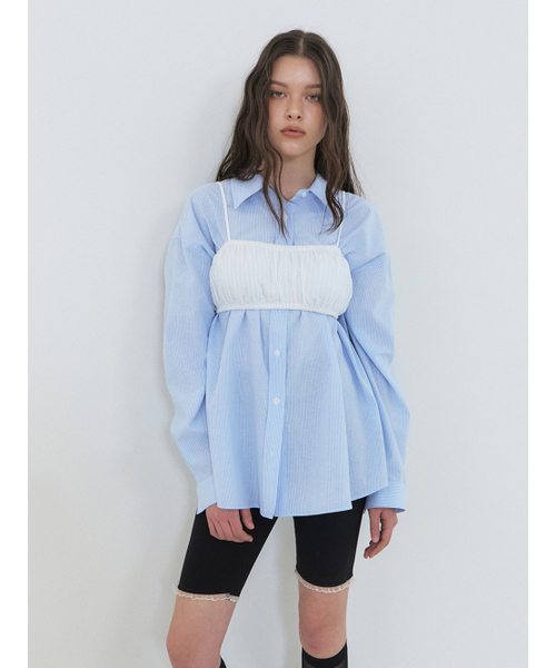 ETMON(エトモン)の「Wave Shirring Bustier, White(その他トップス・レディース・その他・FREE)」の1枚目の写真