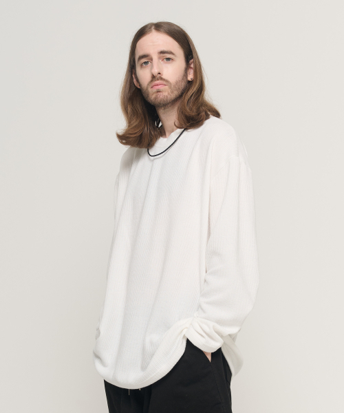 CARGOBROS(カーゴブロス)の「ラウンドオーバーサイズ長袖ニットスリーブ(ホワイト)(Tシャツ/カットソー・メンズ・その他・FREE)」の2枚目の写真