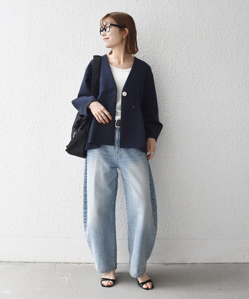 美品！Vessel 紺七分袖麻ジャケット11 コットンリネン ツインポケット ジャケット (Navy) | Sunspel