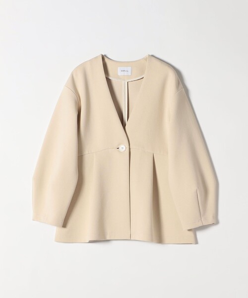 SHIPS any:〈手洗い可能〉ダンボール ペプラム Vネック ジャケット