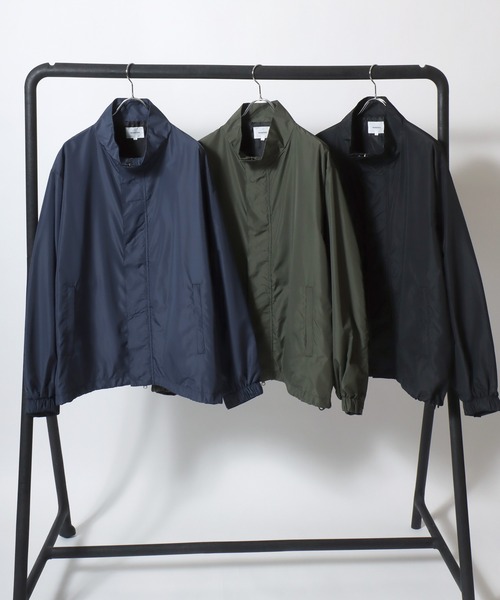 Salong hameu（サロン ハミュー）の「撥水 軽量 スタンドネックブルゾン/ビッグシルエット 比翼ダブルジップ ポリエステルアウター/ユニセックス（ブルゾン・メンズ・ネイビー/ブラック/カーキ・M/L/LL）」の9枚目の写真