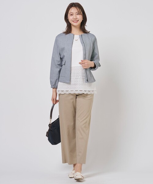 J.PRESS Ladies(J.プレス レディス)の「レースレイヤードフレア カットソー(Tシャツ/カットソー・レディース・ホワイト系・SMALL)」の4枚目の写真