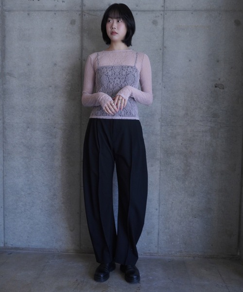 G.V.G.V.（ジーヴィージーヴィー）の「STRETCH LACE L/S TOP（Tシャツ/カットソー・レディース・ネイビー/ピンク/ブラック・ONE SIZE）」の8枚目の写真