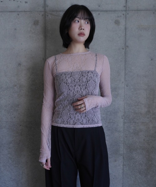 G.V.G.V.（ジーヴィージーヴィー）の「STRETCH LACE L/S TOP（Tシャツ/カットソー・レディース・ネイビー/ピンク/ブラック・ONE SIZE）」の17枚目の写真