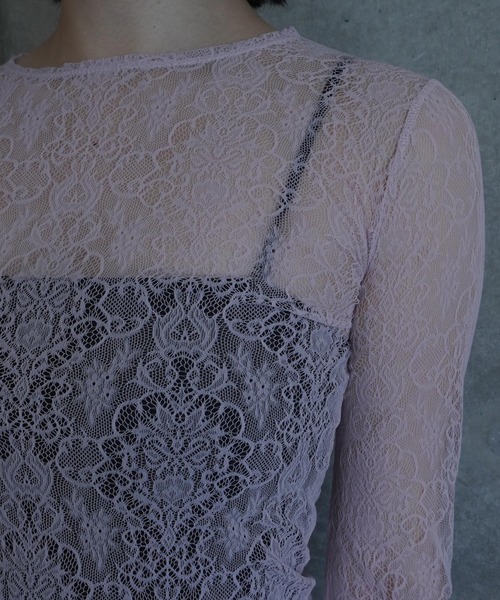 G.V.G.V.（ジーヴィージーヴィー）の「STRETCH LACE L/S TOP（Tシャツ/カットソー・レディース・ネイビー/ピンク/ブラック・ONE SIZE）」の14枚目の写真