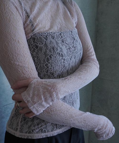 G.V.G.V.（ジーヴィージーヴィー）の「STRETCH LACE L/S TOP（Tシャツ/カットソー・レディース・ネイビー/ピンク/ブラック・ONE SIZE）」の13枚目の写真