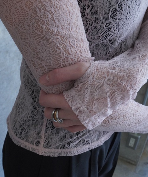 G.V.G.V.（ジーヴィージーヴィー）の「STRETCH LACE L/S TOP（Tシャツ/カットソー・レディース・ネイビー/ピンク/ブラック・ONE SIZE）」の9枚目の写真