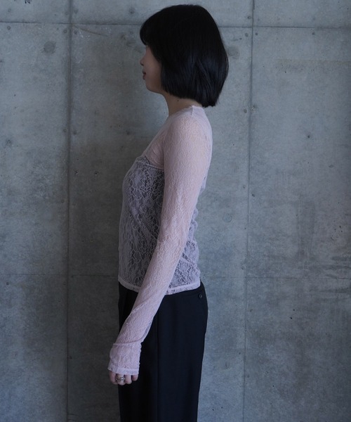 G.V.G.V.（ジーヴィージーヴィー）の「STRETCH LACE L/S TOP（Tシャツ/カットソー・レディース・ネイビー/ピンク/ブラック・ONE SIZE）」の16枚目の写真