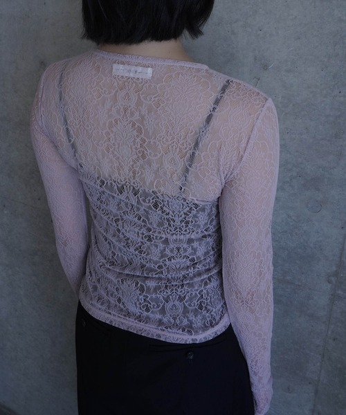 G.V.G.V.（ジーヴィージーヴィー）の「STRETCH LACE L/S TOP（Tシャツ/カットソー・レディース・ネイビー/ピンク/ブラック・ONE SIZE）」の12枚目の写真