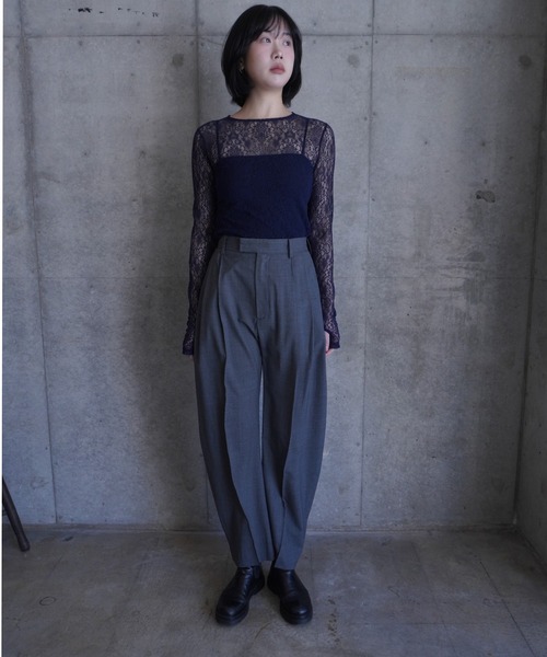 G.V.G.V.（ジーヴィージーヴィー）の「STRETCH LACE L/S TOP（Tシャツ/カットソー・レディース・ネイビー/ピンク/ブラック・ONE SIZE）」の22枚目の写真