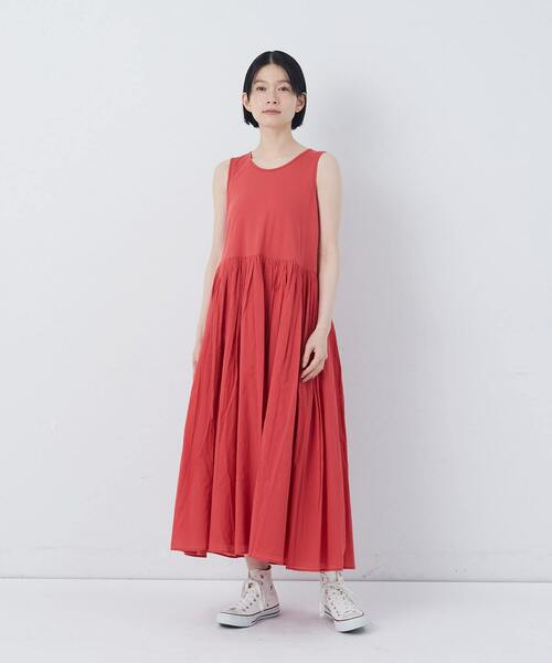 conges payes ADIEU TRISTESSE（コンジェ ペイエ アデュートリステス）の「2重布帛ノースリーブワンピース（ワンピース・レディース・ブラック/ブルー/レッド/グリーン・FREE）」の5枚目の写真