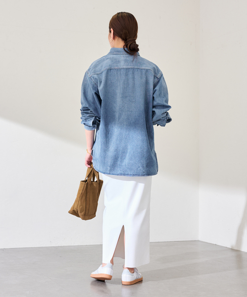 FRAMeWORK（フレームワーク）の「UNION HERCULES/ユニオンヘラクレス MADE デニムハーフジップシャツ（シャツ/ブラウス・レディース・ブルー・FREE）」の4枚目の写真