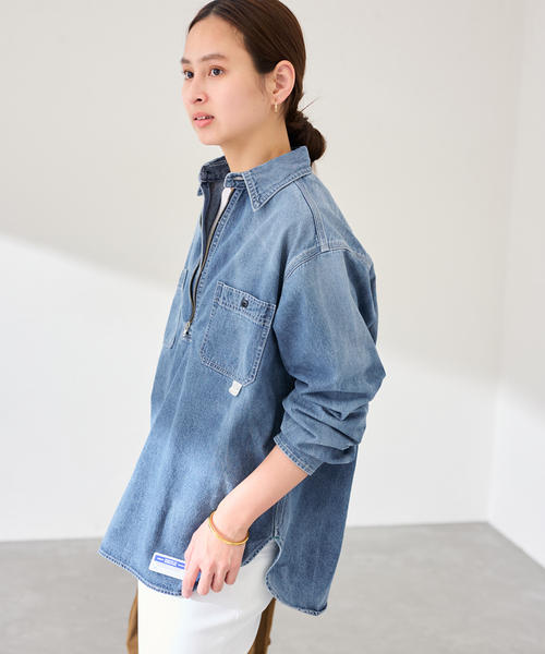 FRAMeWORK（フレームワーク）の「UNION HERCULES/ユニオンヘラクレス MADE デニムハーフジップシャツ（シャツ/ブラウス・レディース・ブルー・FREE）」の6枚目の写真