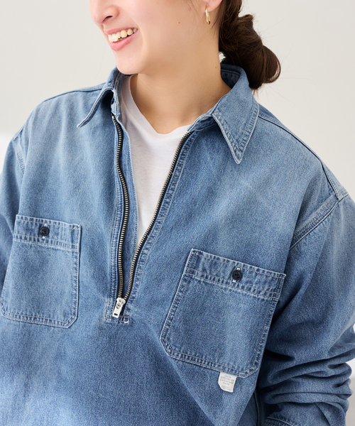 FRAMeWORK（フレームワーク）の「UNION HERCULES/ユニオンヘラクレス MADE デニムハーフジップシャツ（シャツ/ブラウス・レディース・ブルー・FREE）」の8枚目の写真