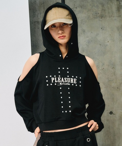 3.3 Field Trip （3.3フィールドトリップ）の「3.3 Field Trip／肩あきクロスフードプルオーバー（スウェット・レディース・グレー/ネイビー/ブラック・FREE）」の2枚目の写真