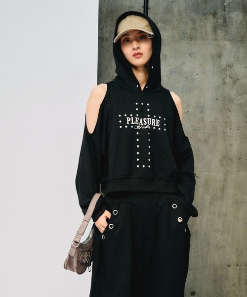 3.3 Field Trip （3.3フィールドトリップ）の「3.3 Field Trip／肩あきクロスフードプルオーバー（スウェット・レディース・グレー/ネイビー/ブラック・FREE）」の17枚目の写真