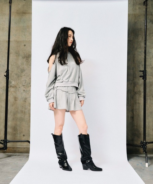 3.3 Field Trip （3.3フィールドトリップ）の「3.3 Field Trip／肩あきクロスフードプルオーバー（スウェット・レディース・グレー/ネイビー/ブラック・FREE）」の6枚目の写真