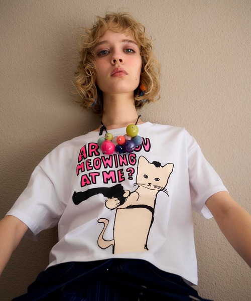 Cepica（セピカ）の「【BLACK SCORE】TAXI CAT CROPPED T（Tシャツ/カットソー・レディース・ホワイト・FREE）」の3枚目の写真