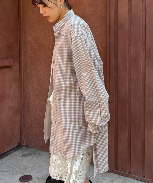 etsinta（エシンタ）の「【etsinta/エシンタ】ブロードオーバーシャツ（シャツ/ブラウス・レディース・グリーン/ネイビー/ベージュ・ONE SIZE）」の5枚目の写真