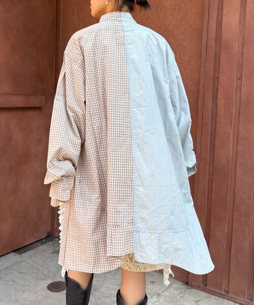 etsinta（エシンタ）の「【etsinta/エシンタ】ブロードオーバーシャツ（シャツ/ブラウス・レディース・グリーン/ネイビー/ベージュ・ONE SIZE）」の6枚目の写真