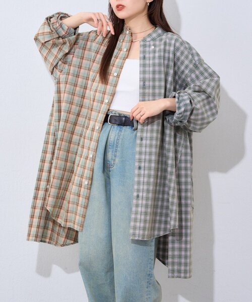 etsinta（エシンタ）の「【etsinta/エシンタ】ブロードオーバーシャツ（シャツ/ブラウス・レディース・グリーン/ネイビー/ベージュ・ONE SIZE）」の12枚目の写真