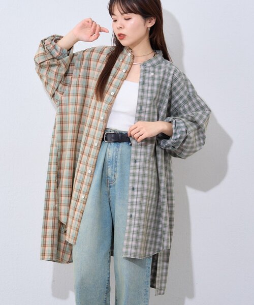 etsinta（エシンタ）の「【etsinta/エシンタ】ブロードオーバーシャツ（シャツ/ブラウス・レディース・グリーン/ネイビー/ベージュ・ONE SIZE）」の14枚目の写真